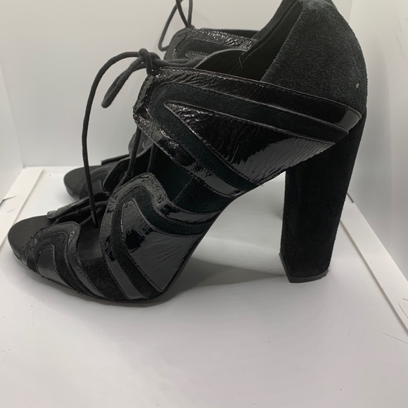 Tory Burch Suede & Patent Lace-Up Heels - Picture 6 of 10